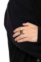 Paparazzi Regal Resistance - Brown Square Cut Tiger's Eye Ring