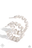 Paparazzi FF NOV Resolutely Ruffled - White Hoops Earrings