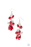 Paparazzi Rhinestone Reveler - Red Marquise Cut Earrings