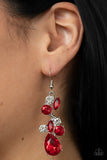 Paparazzi Rhinestone Reveler - Red Marquise Cut Earrings