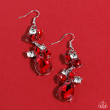Paparazzi Rhinestone Reveler - Red Marquise Cut Earrings