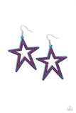 Paparazzi Rockstar Energy - Blue Fushia Star Earrings