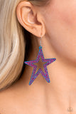 Paparazzi Rockstar Energy - Blue Fushia Star Earrings