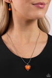 Paparazzi Romantic Ragtime - Orange Heart Necklace
