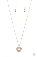 Paparazzi Romantic Retreat - Rose Gold Heart Necklace