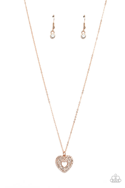 Paparazzi Romantic Retreat - Rose Gold Heart Necklace