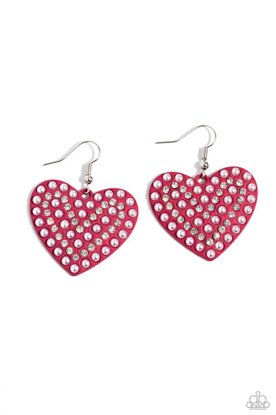 Paparazzi Romantic Reunion - Pink Heart Earrings