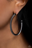 Paparazzi Roped in Radiance - Black Hoops Earrings