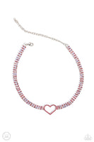 Paparazzi Rows of Romance - Pink Heart Chocker Necklace