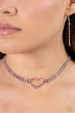 Paparazzi Rows of Romance - Pink Heart Chocker Necklace