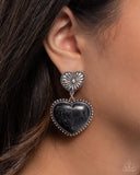 Paparazzi Rustic Reinvention- Black Heart Earrings