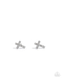 Paparazzi Sacred Shimmer- White Cross Earrings