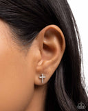 Paparazzi Sacred Shimmer- White Cross Earrings
