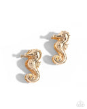 Paparazzi Sea Horse Statement- Gold Earrings