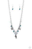 Paparazzi Seahorse Season - Blue and Waterspout Starfish, Scallop seashell Charms Necklace