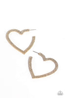 Paparazzi Sweetheart Sequence- Gold Heart Hoops