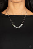 Paparazzi Shimmering High Society - Silver Glassy Beads Necklace