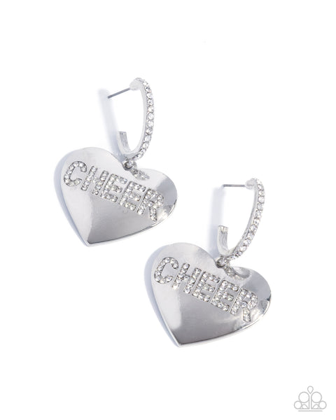 Paparazzi Shimmery Spotter- White Heart Earrings