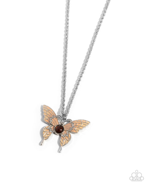 Paparazzi Showstopping Shuttle - Brown Butterfly Necklace