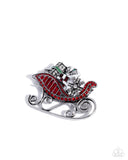 Paparazzi Sledding Shimmer- Red Brooch