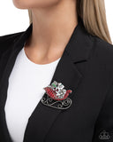 Paparazzi Sledding Shimmer- Red Brooch