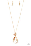 Paparazzi Sleek Sophistication - Gold Teardrop Cut Gems Necklace