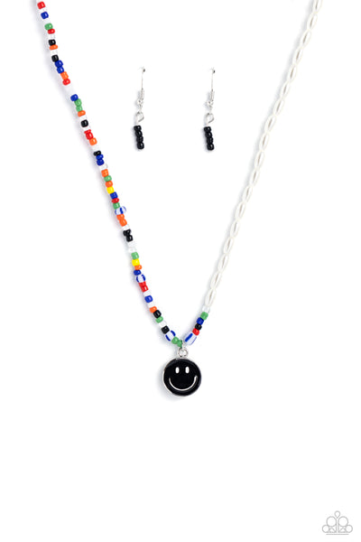 Paparazzi Smiling Showdown - Black Smiley Pearl Necklace