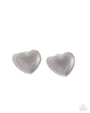 Paparazzi Smitten Studs- Silver Heart Earrings