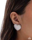 Paparazzi Smitten Studs- Silver Heart Earrings