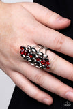 Paparazzi Smoky Smolder - Red Marquise Cut Hematite Ring