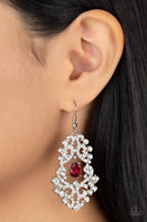 Paparazzi Sociable Sparkle - Red Chandelier Earrings