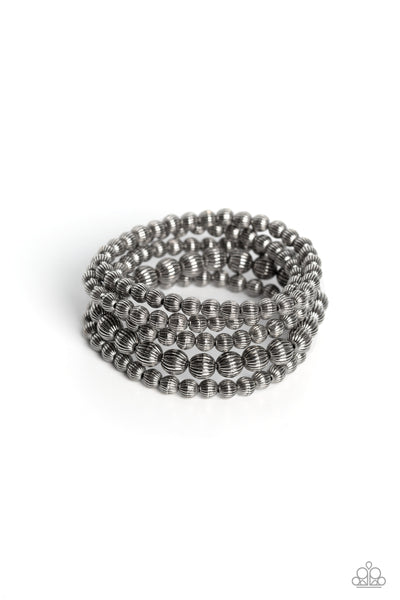 Paparazzi Sonoran Stripes - Silver Stretchy Bracelet