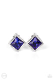 Paparazzi Sparkle Squared - Blue Square Cut Clip-Ons Earrings