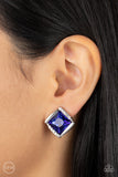 Paparazzi Sparkle Squared - Blue Square Cut Clip-Ons Earrings