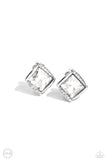Paparazzi Sparkle Squared - White ClipOns Earrings
