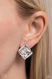 Paparazzi Sparkle Squared - White ClipOns Earrings
