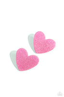 Paparazzi Sparkly Sweethearts - Pink Heartr Earrings