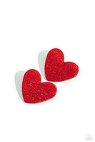 Paparazzi Sparkly Sweethearts - Red Heart Earrings