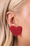 Paparazzi Sparkly Sweethearts - Red Heart Earrings