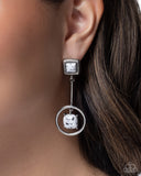 Paparazzi Spellbinding Squares- White Earrings