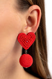 Paparazzi Spherical Sweethearts - Red Heart Earrings