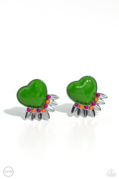 Paparazzi Spring Story - Green Clip-on Earrings