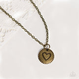 Paparazzi Stamped Sentiment - Brass heart Necklace