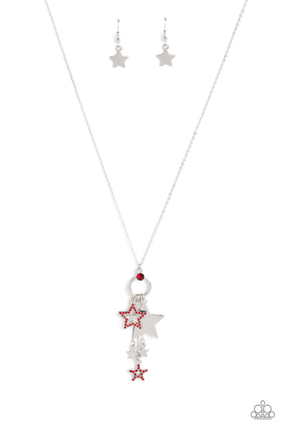 Paparazzi Starry Statutes - Red Stars Necklace