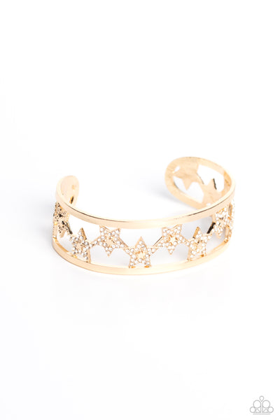 Paparazzi Starry Suffragette - Gold Patriotic Cuff Bracelet