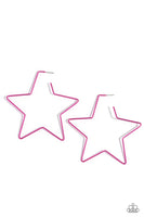 Paparazzi Starstruck Secret - Pink Oversized Metallic Bar Hoops