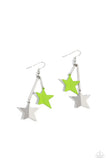 Paparazzi Stellar STAGGER - Green Star Earrings