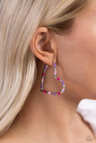 Paparazzi Striped Sweethearts - Pink Hoops Earrings