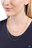 Paparazzi Studded Shimmer - Gold Necklace