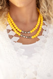 Paparazzi Summer Splash - Yellow Matte-Finished Daffodil Beads Necklace